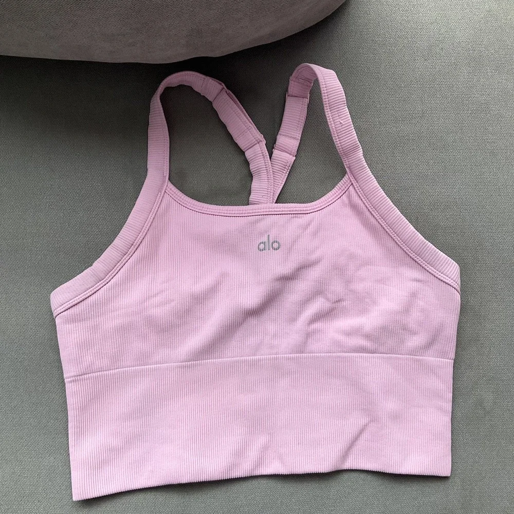 Alo Yoga Seamless Ribbed Favorite Bra Tank Sweet Pink M